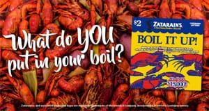 Boil It Up scratch off ticket on a crawfish background with white text that reads: "What do YOU put in your boil?"