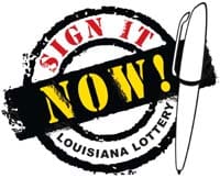 Circular logo reading "Sign It NOW! 飞艇168®幸运体彩预测-全国统一Louisiana在线官方查询结果网-最新体彩预测数据" next to a drawing of a pen